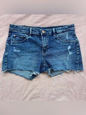 Girls Youth Distressed Denim Cutoff Shorts - Blue Size 14y